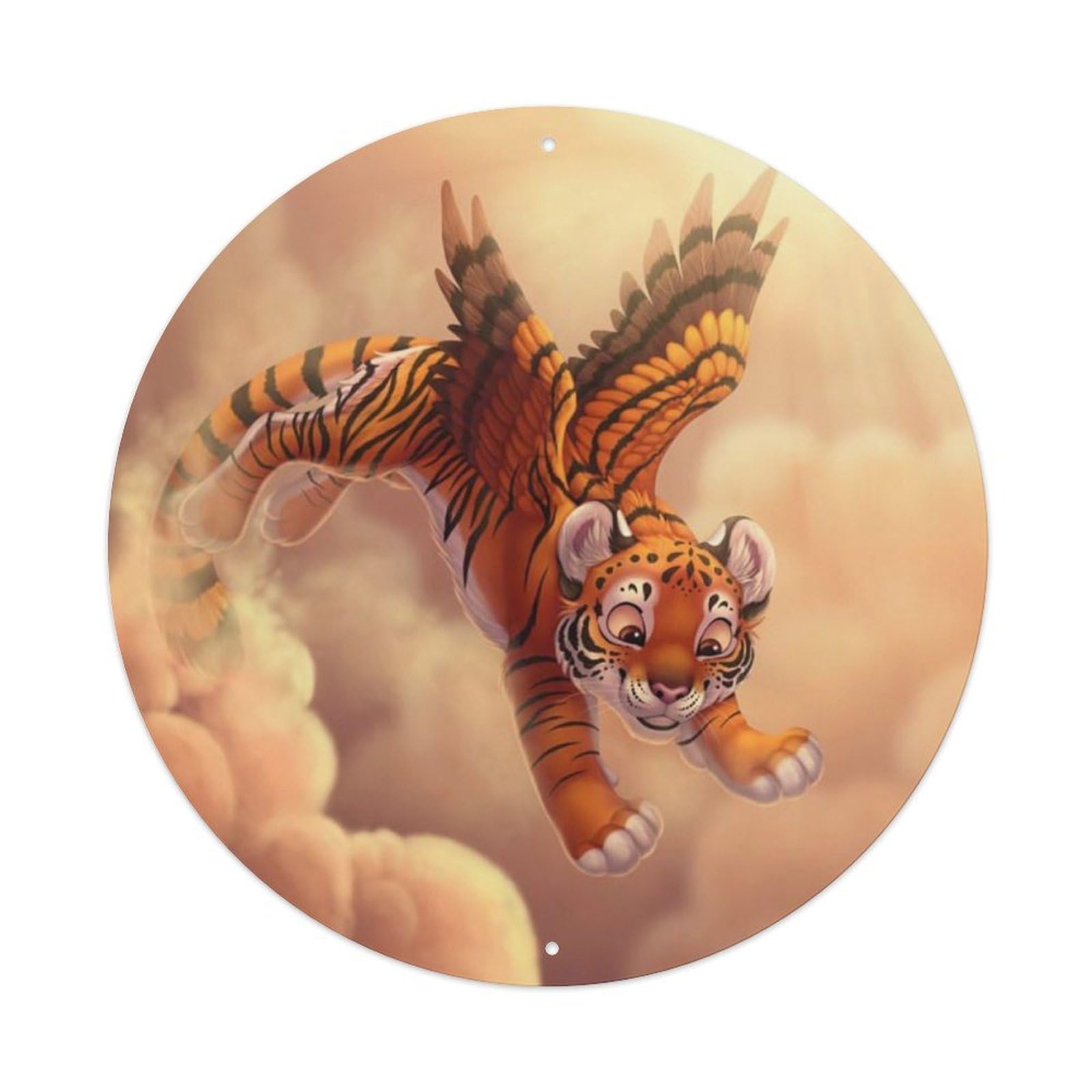 Animals Artwork The Winged Tiger Vintage Metal Tin Sign Plaque Wall Decor for Cafe, Club Bar, Office, Garden Metal Poster 8x8Inch