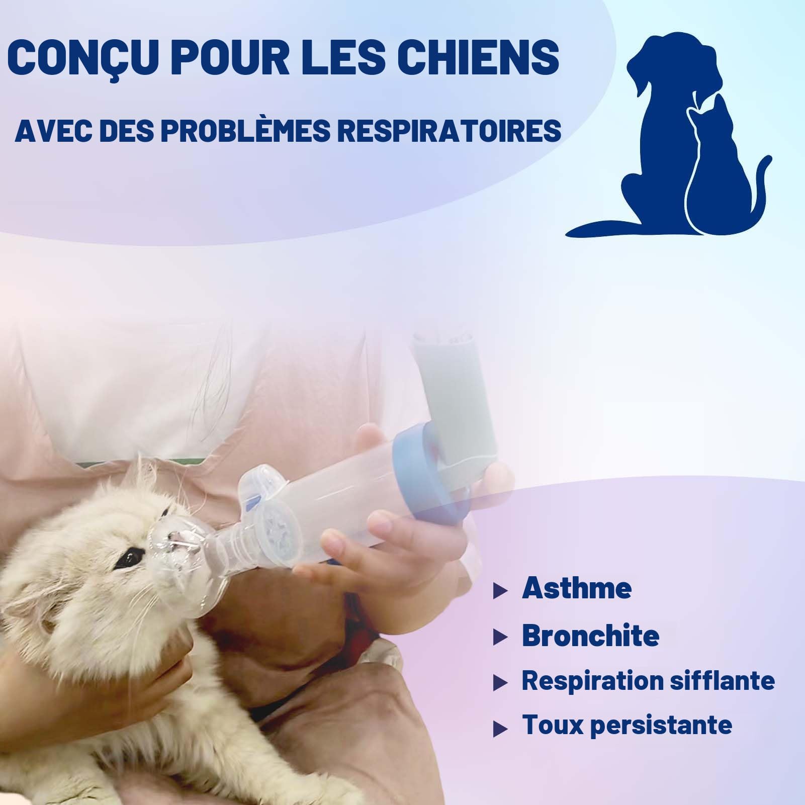 Espaceur pour Inhalateur pour Animaux avec 2 Masques de Tailles pour Chats et Chiens, Chambre d'aérosol avec Indicateur de Flux de Respiration, Compatible avec Tout MDI