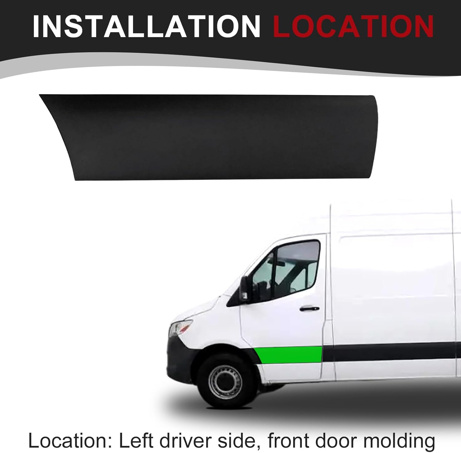 Front Door Trim Molding Black Plastic Door Panel Cover Fits for Mercedes Benz Sprinter 1500 2500 3500 3500XD 2019 2020 2021 2022 2023 2024 (Left Side)