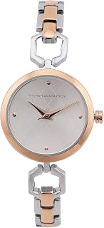 French Connection Gazellle Silver Round Analog Watch with Rose Tone Metal Strap for Women - FCN00092D