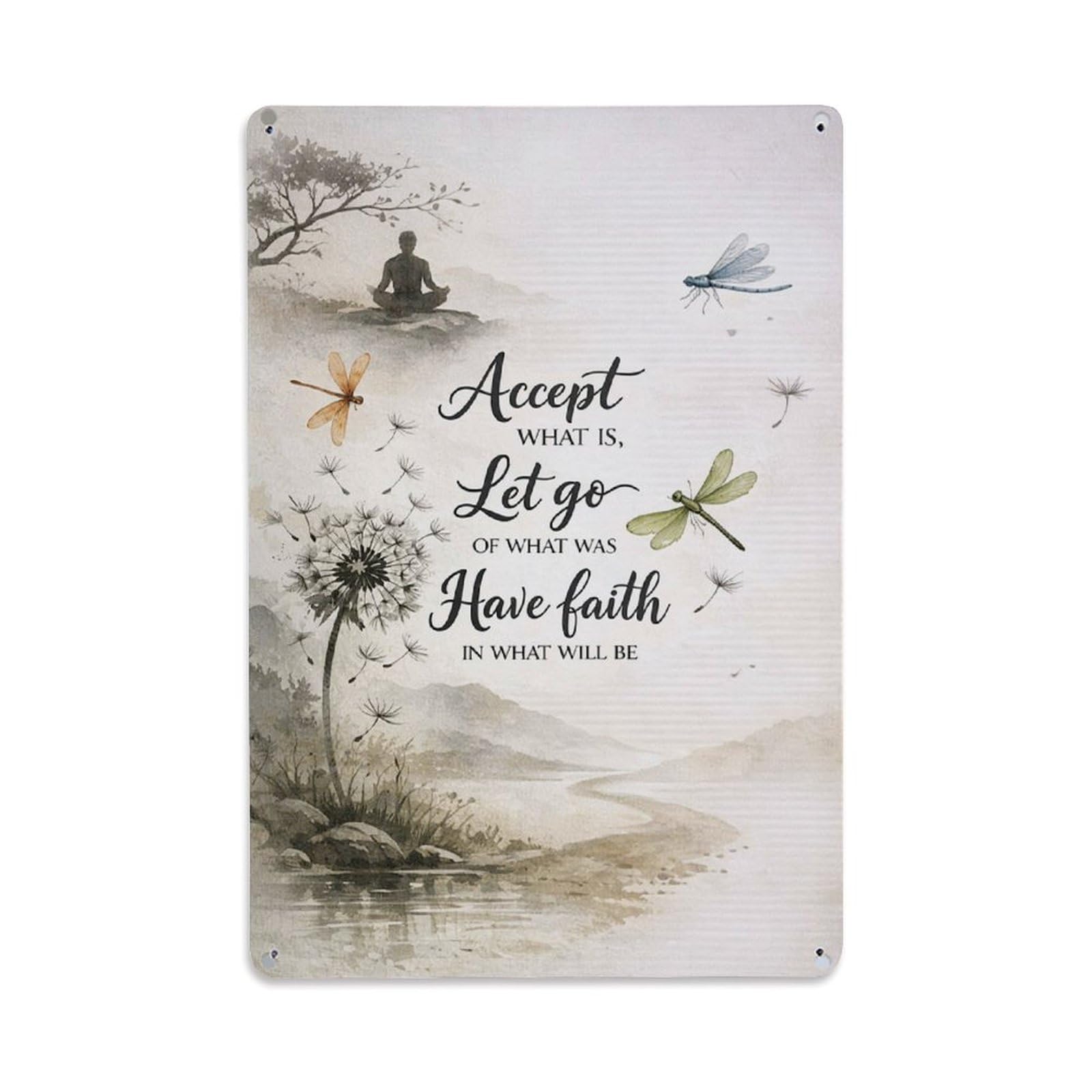 Nestemfo Vintage Accept Let Go Have Faith Tin Sign Metal Sign, Living Room,Bar, Home, Bedroom Wall Decor,Retro Metal Poster 8X12 Inches