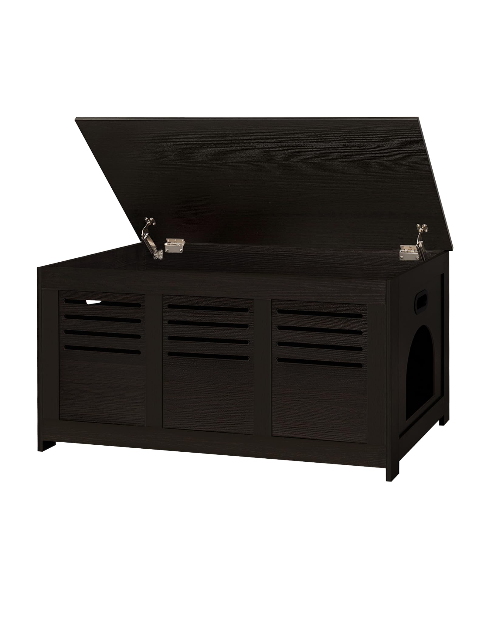 DINZI LVJ Litter Box Enclosure, Flip Top Litter Box Furniture, Hidden Cat Washroom, Wooden Cat House, End Table, 39.4" L x 19.7" W x 19.7" H, Good Ventilation, Easy to Assemble, Espresso