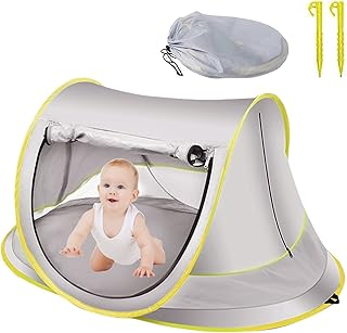Baby Beach Tent, Toddler Travel Tent, UPF 50+ Baby Beach Shelter, Pop Up Beach Tent Sun Shelter Baby,Portable Baby Travel Tent with Mosquito Net,Easy Setup Windproof Waterproof Beach Canopy