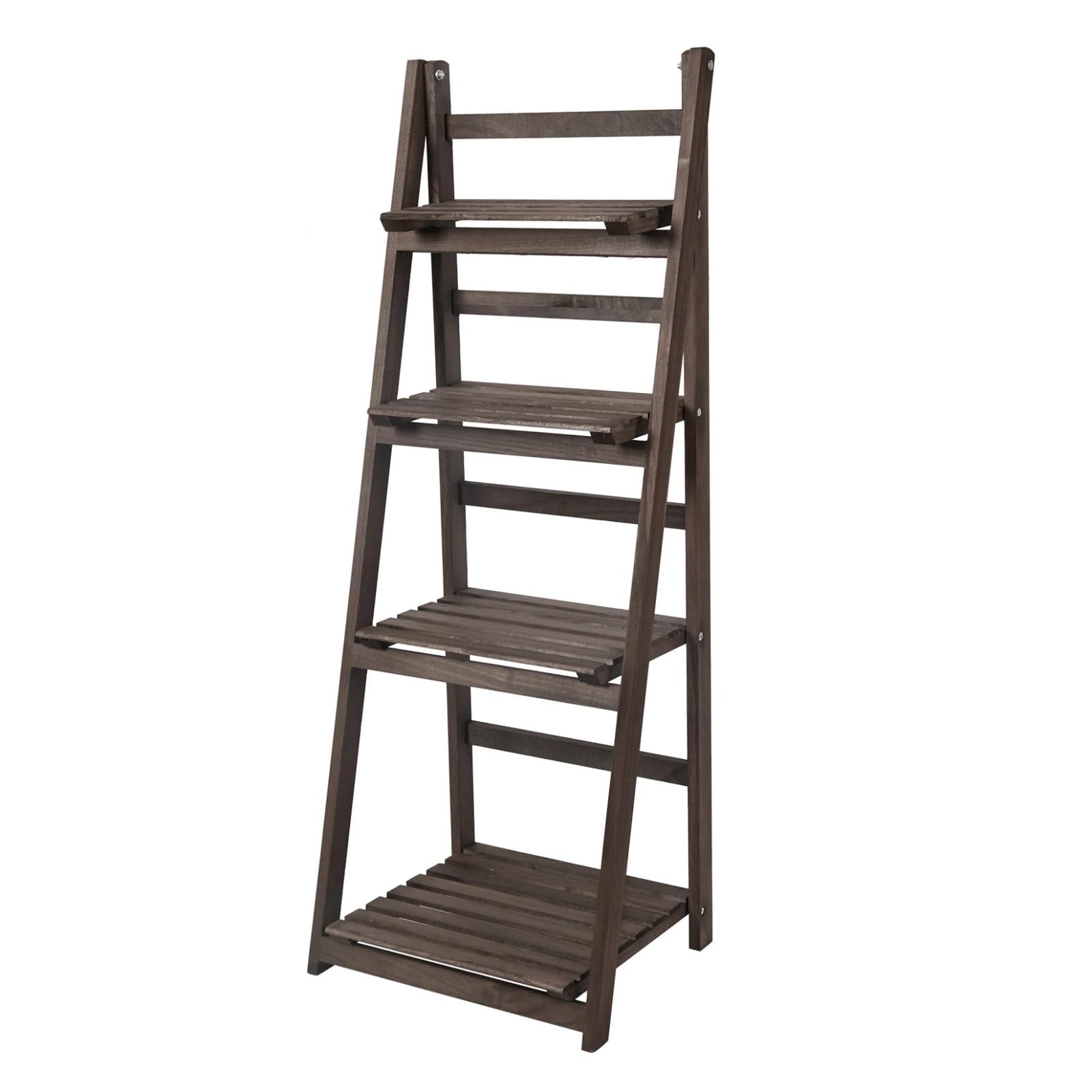 IOPKLYTF Plant Stand 4-Tier Wooden Ladder Flower Display Stand