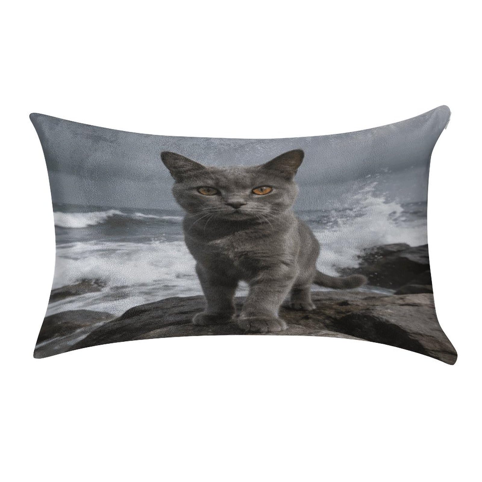 Fodpand Style Waves, Cats Pillowcase,Elegant Designed Home Decor,Velvet Pillowcase,Soft And Cozy,Pillow Case Cover With Hidden Zipper For Bedroom, Sofa, Couch