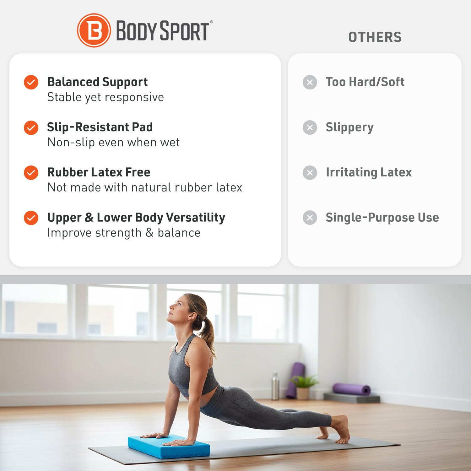 Body Sport Rutschfestes Balance Pad - Verbessern Sie die Balance & Build Stärke - Physiotherapie & Yoga Pad für Zuhause & Fitnessstudio - 48,3 x 40,6 x 2 1/4 Zoll, Blau