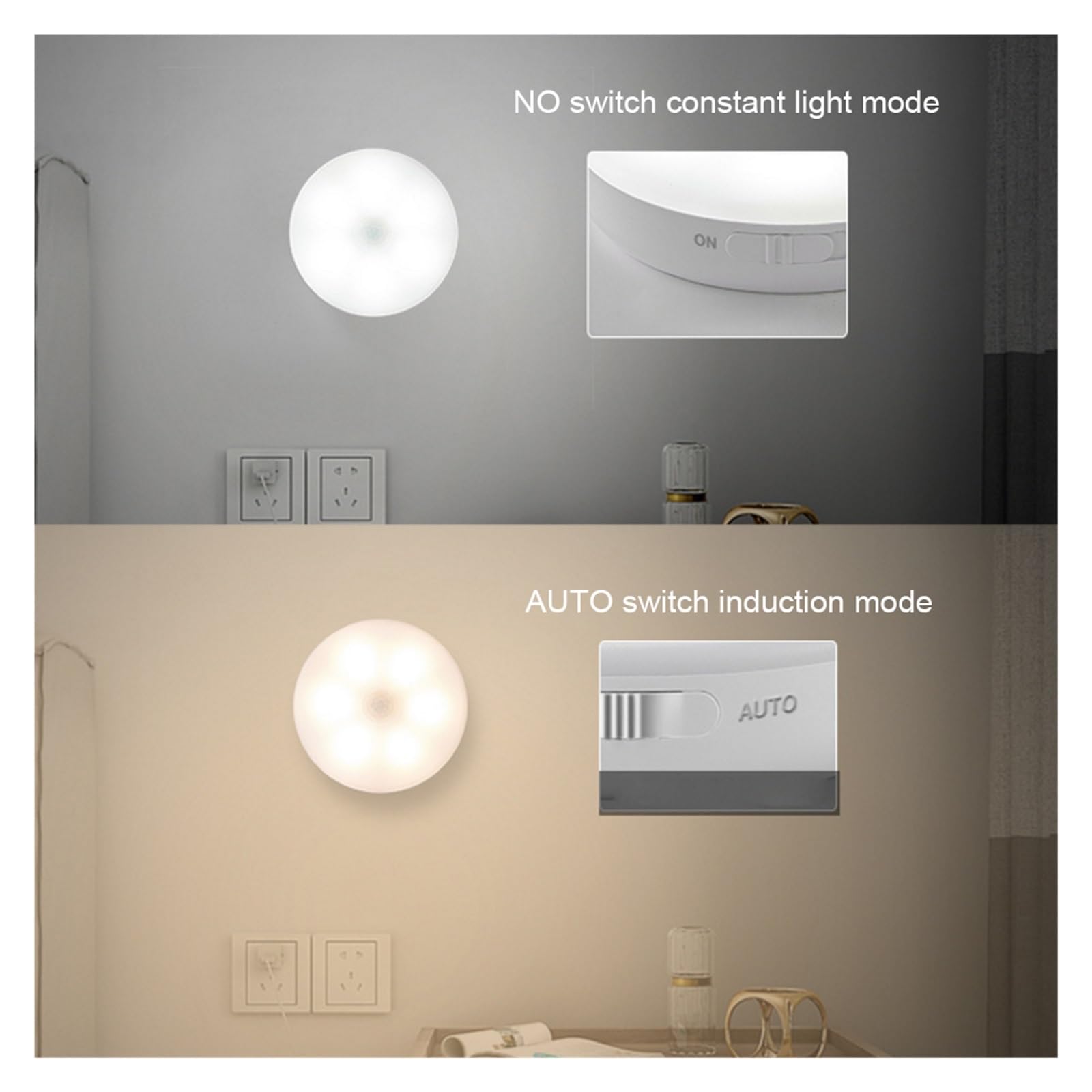 Luces Bajo Armario Lámpara De Noche Luz LED Con Sensor Movimiento, Luces Nocturnas PIR Recargables, Iluminación For Armario, Escalera, Interior, Baño(Warm White,6pcs)