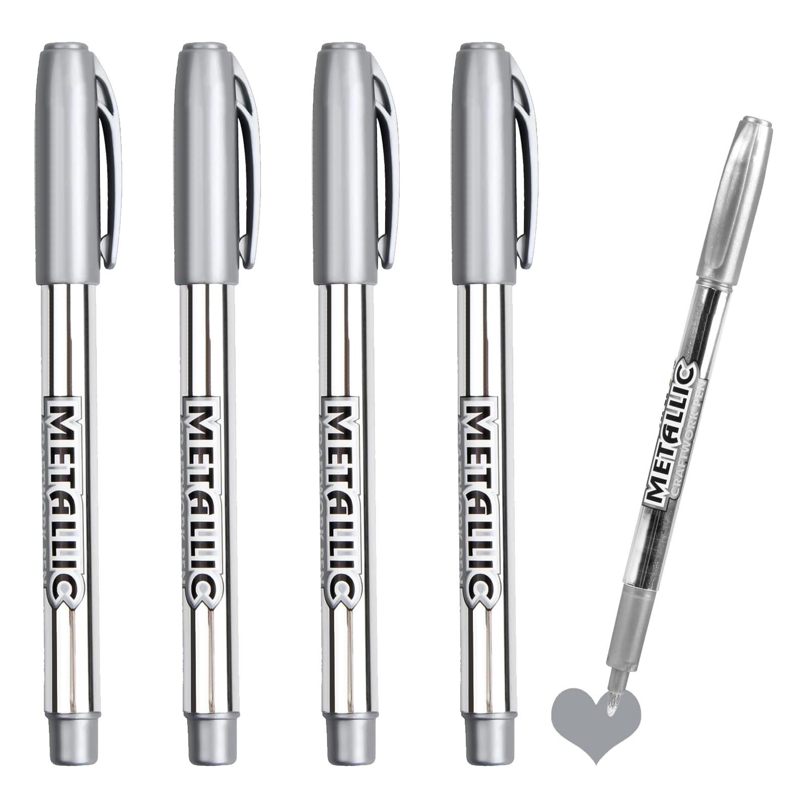 4 Rotulador Metalizado, Rotuladores Metalizados Metalicos Punta Fina de 1.5 mm, Tinta de Secado Rápido y Resistente al Agua, Ideales para Caligrafía Tarjetas Manualidades Decoración Diseño Artístico