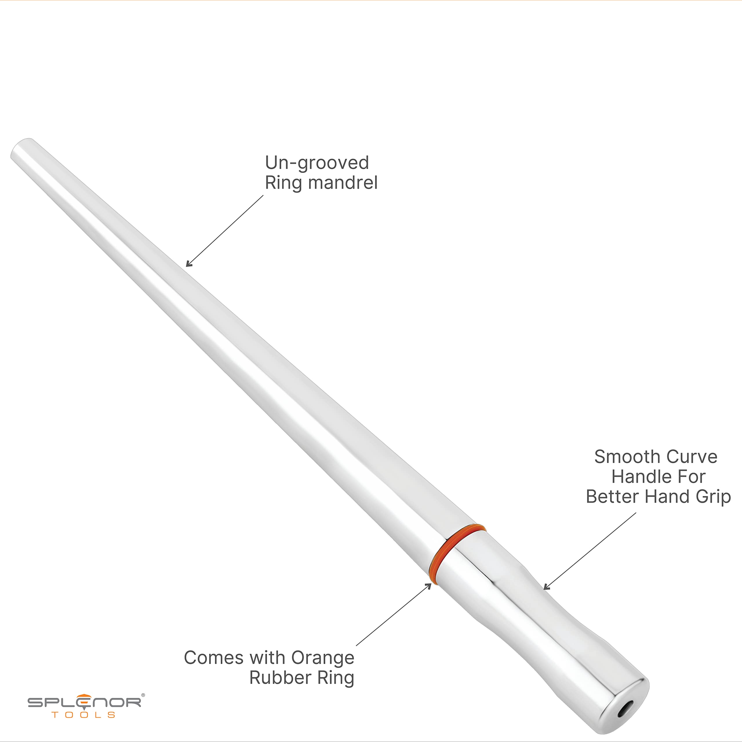 Splenor Tools 33 cm solidny trzpień pierścieniowy ze stali nierdzewnej bez rowków - do pomiaru i formowania pierścieni, narzędzie do produkcji biżuterii, rozmiar pierścionka, rozmiar (US 1-16)