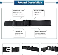 Vista 3 de Cinturón de seguridad para silla de ruedas, 31-86 pulgadas de longitud ajustable/2 pulgadas de ancho, cinturón de fijación para silla de ruedas