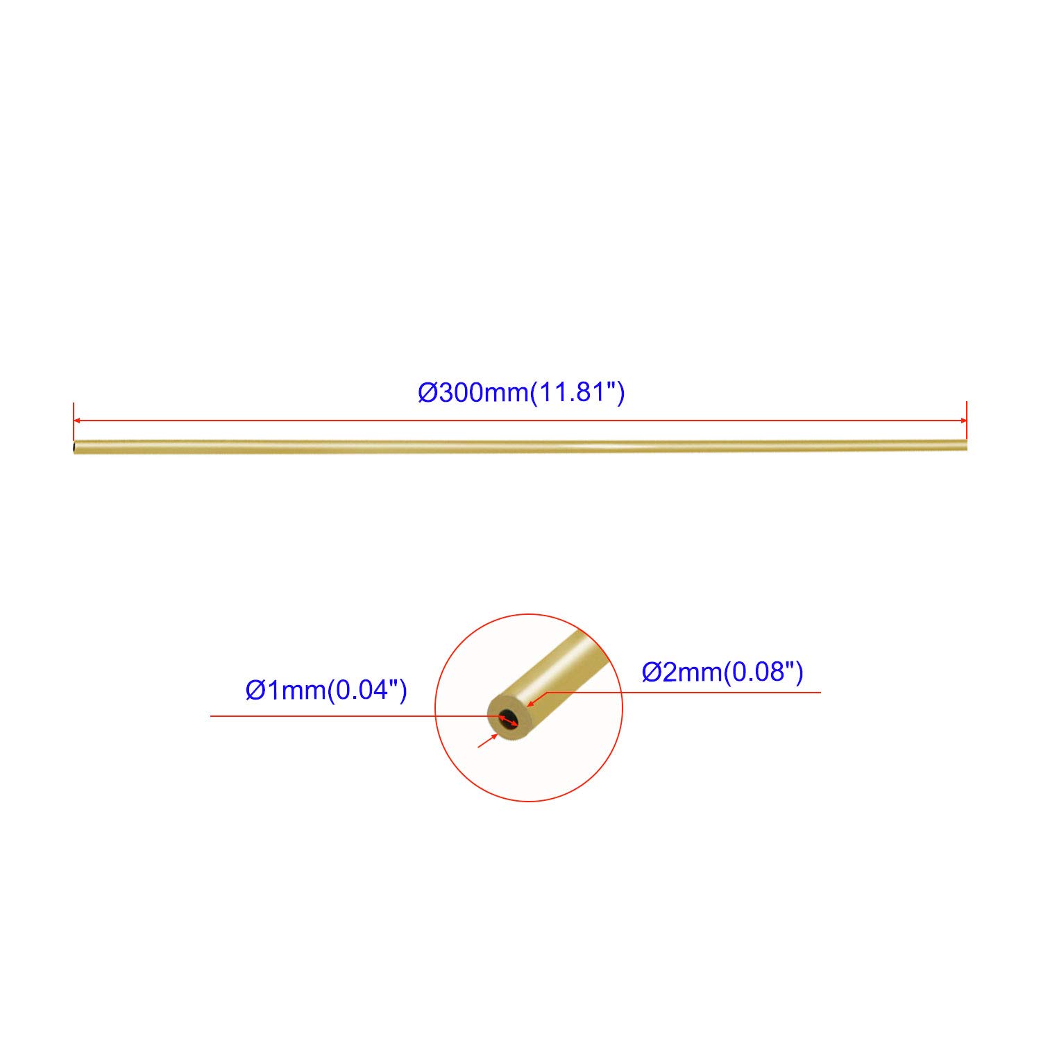 Tubo in rame tondo ID 1 mm OD 2 mm capillare 300 mm per frigorifero