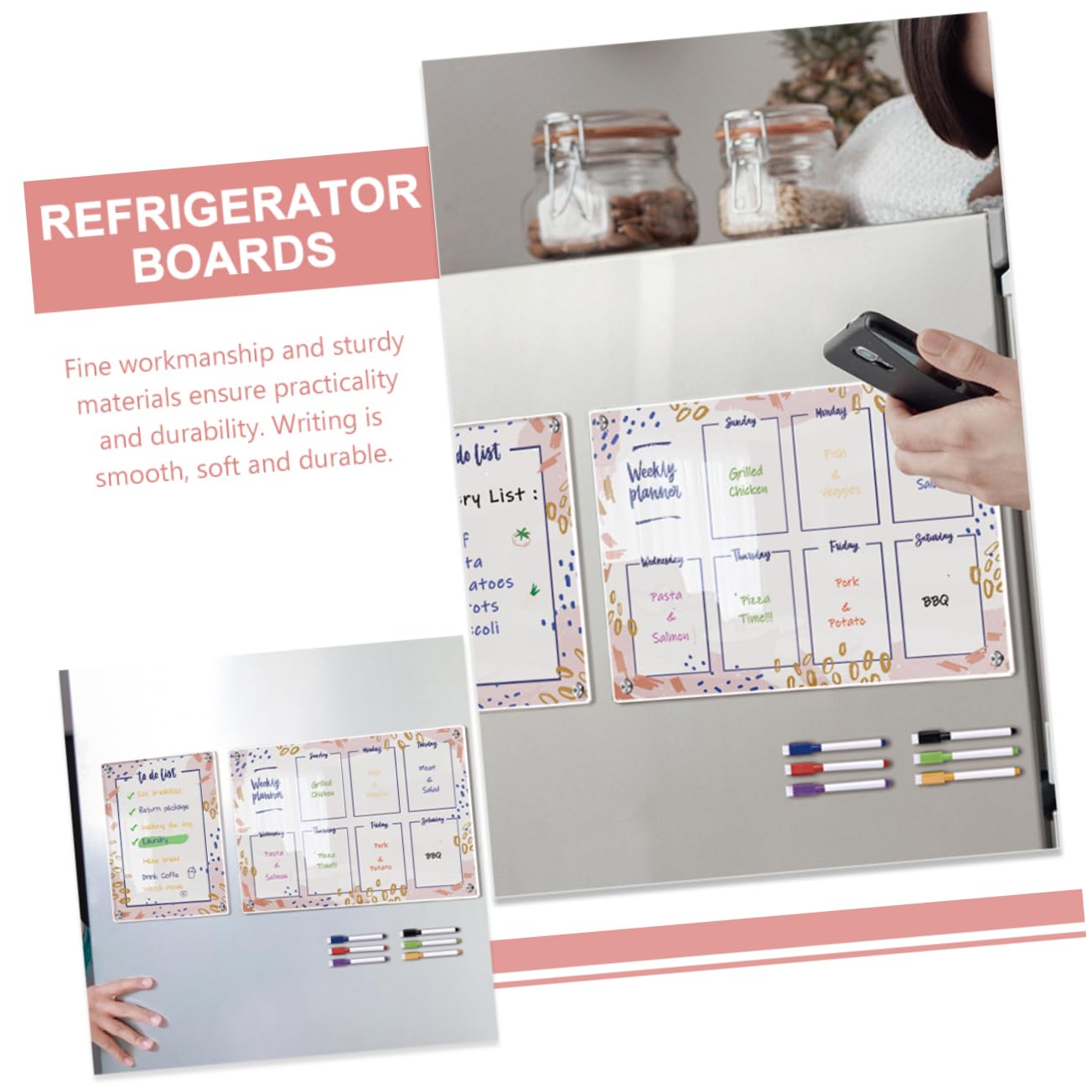 SEWACC Kühlschrankplaner Magnetische Trockenlöschtafel Abwischbare Planungstafel Für Küche Memo Board Tagesplan Memo-tafel
