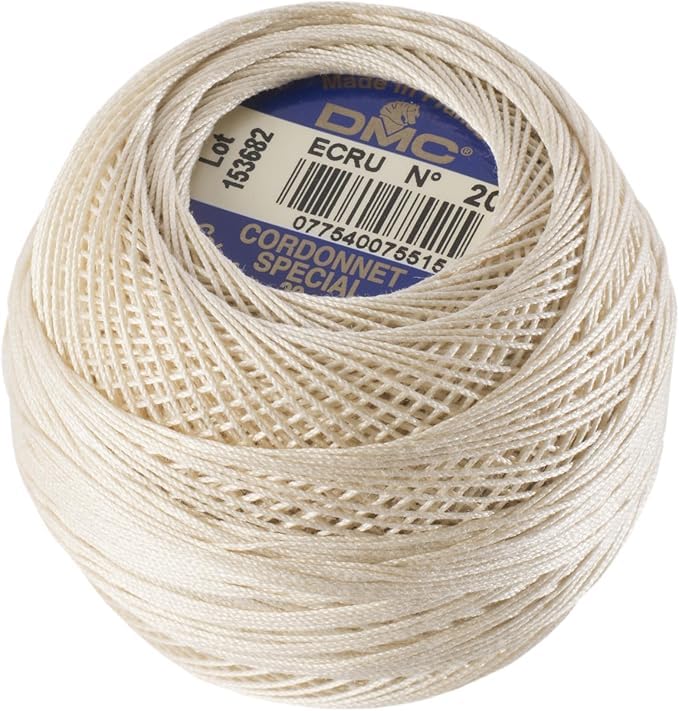 DMC Häkelgarn, Baumwolle, Ecru, 20 g, Packung mit 10 Knäueln