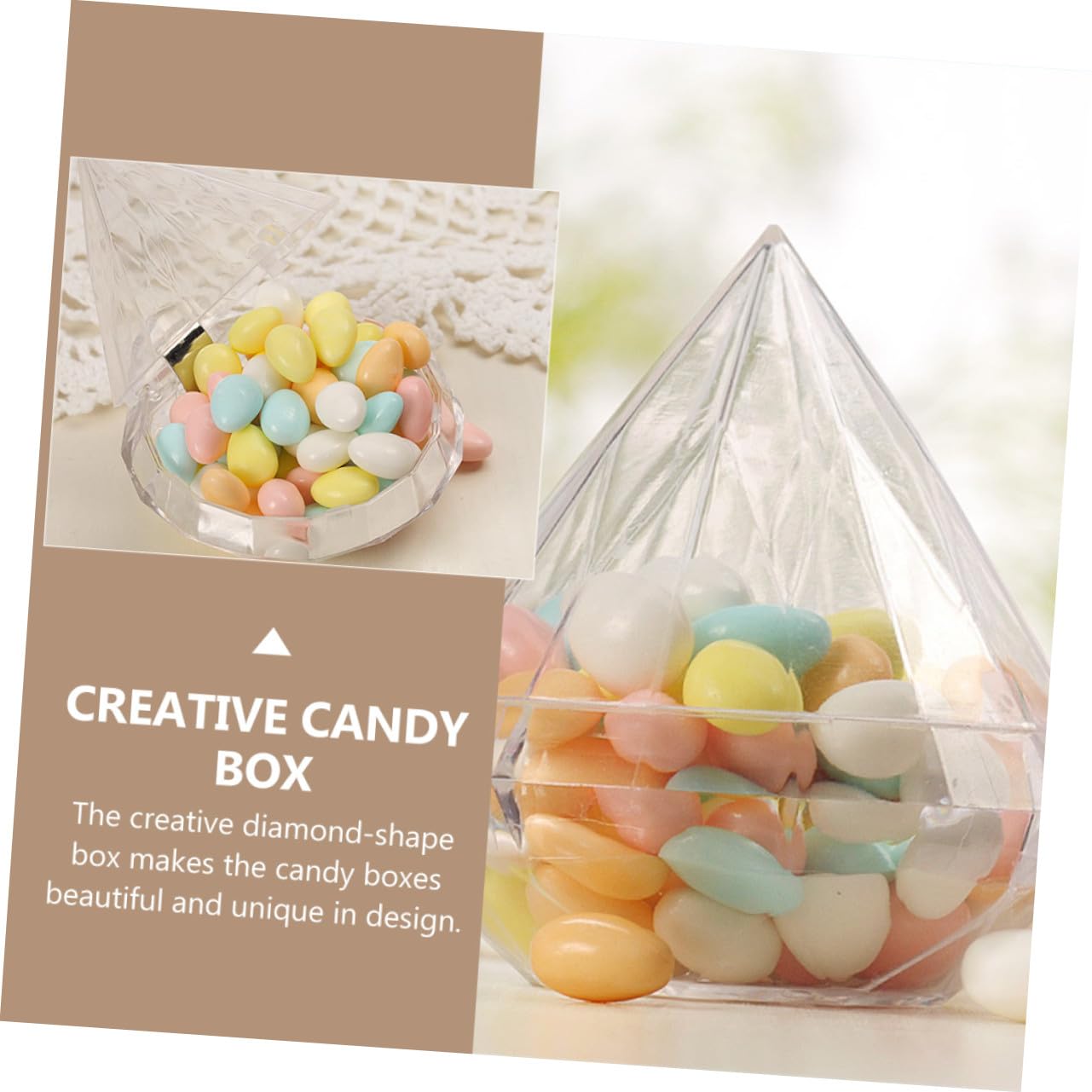 Beatifufu 12 piezas Caja de Regalo Transparente con Forma de Diamante Organizador para Dulces y Chuches para Bodas Comuniones y Festivales