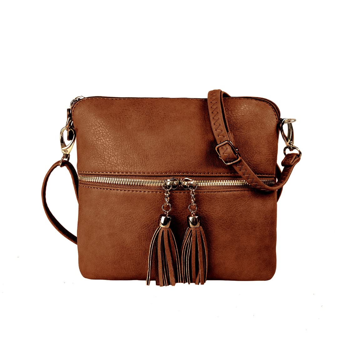 Woodland Leathers Crossbody Bags for Women, Designer Faux Leather Small Shoulder Bag for Women With Adjustable Strap, Ladies Multiple Compartments Messenger Bag