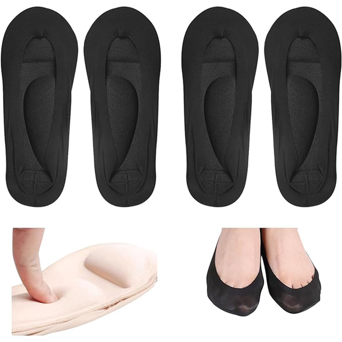 Sock with Arch Support for Women, Arch Support Cushioned Insert Brace 3d Cushion Walking Fit Insoles for Plantar Fasciitis Flat Feet Overpronation Heel Pain 2 Pairs