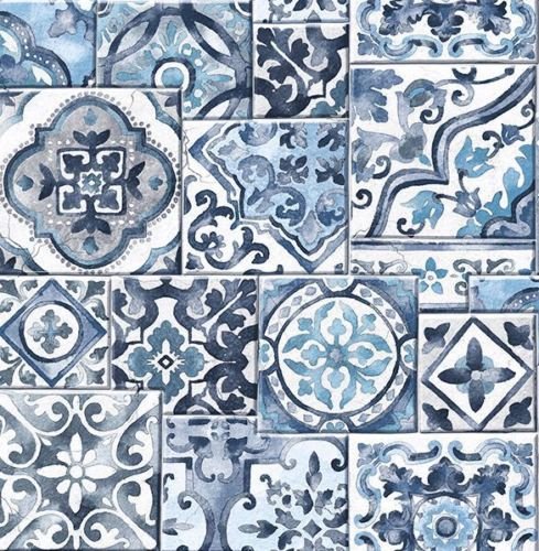 BHF FD22316 Reclaimed Marrakesh Tiles Blue Wallpaper