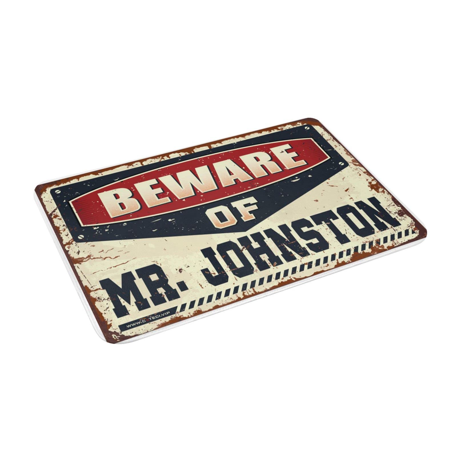 Felpudo de entrada al aire libre, divertido Beware of Mr. Johnston, felpudo de bienvenida para primavera (65 x 90 cm)
