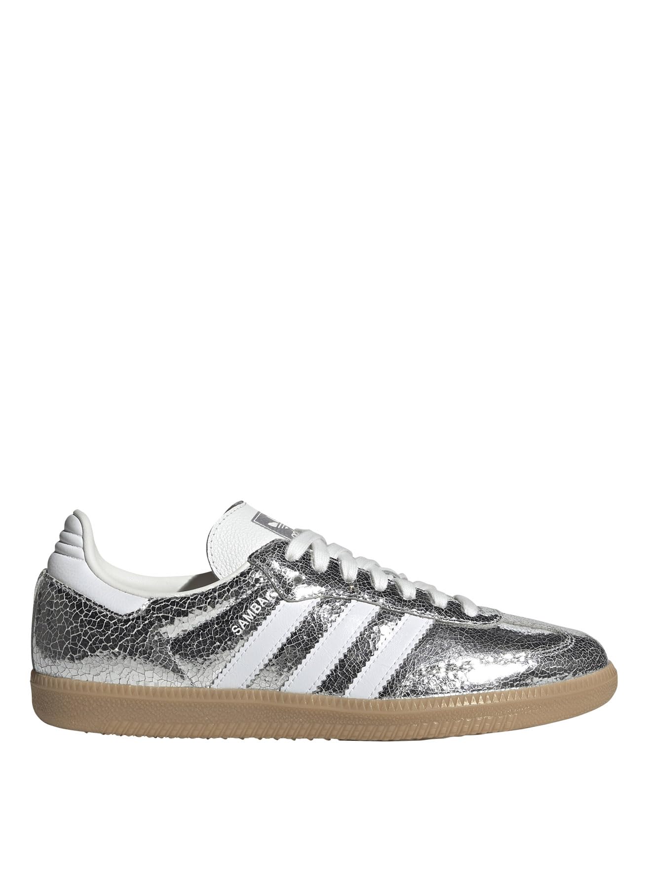 Adidas Baskets Samba pour homme, Cuir craquelé métallique argenté, 38 EU