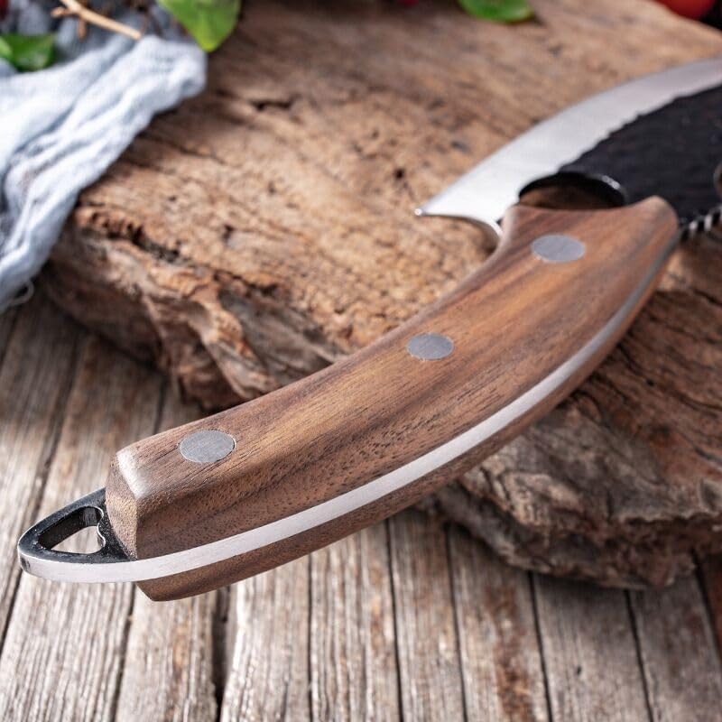 Meat Cleaver, 6 Inch Ring Slaughtering Knife Slaughtering Fish Pig Sheep Pork Cutting Small Cutlass Cutting Meat Evisceration Skinning Knife With Sheath (Color : B)