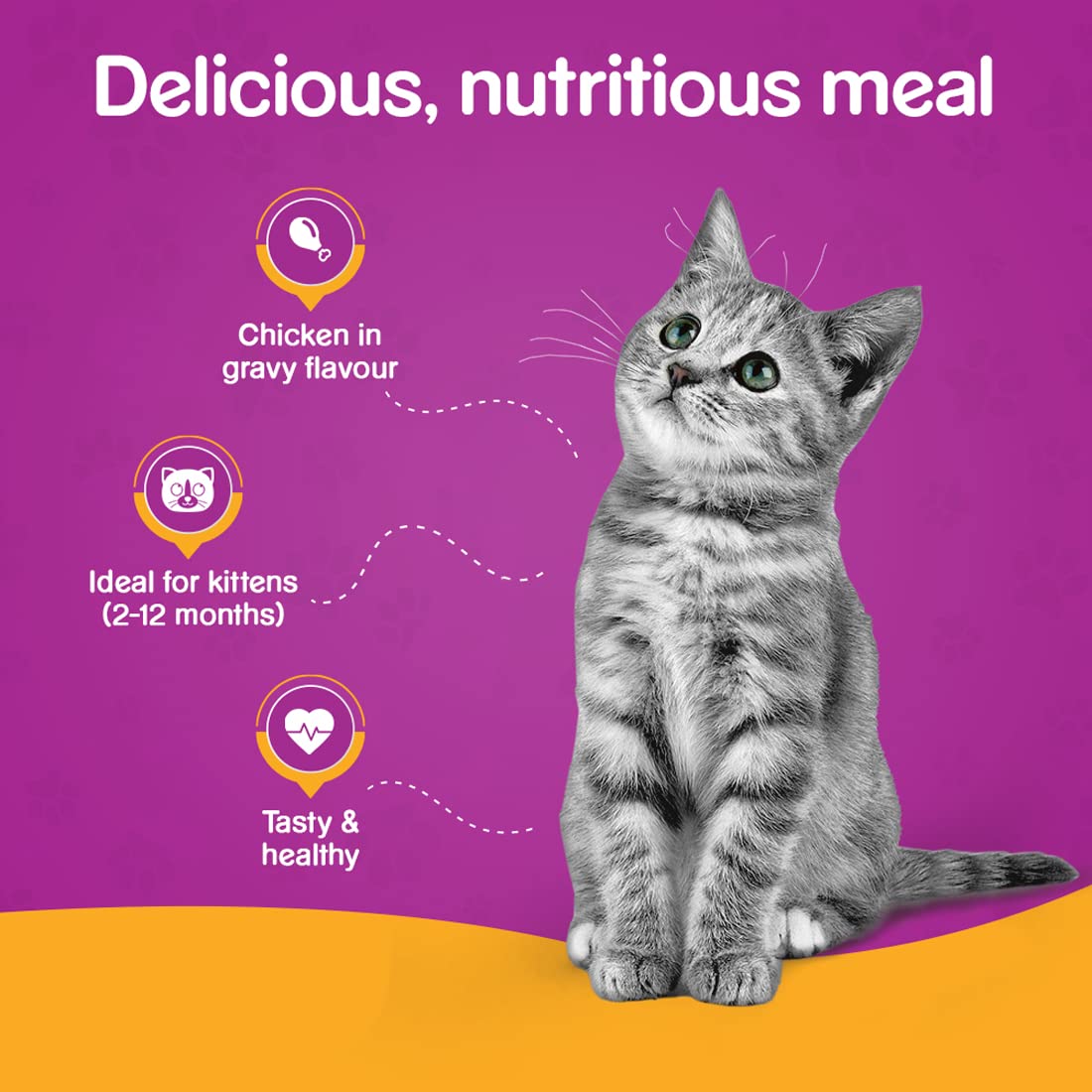 Whiskas Wet Food for Kittens (2-12 Months), Chicken in Gravy Flavour, 85g (Pack of 96) 2