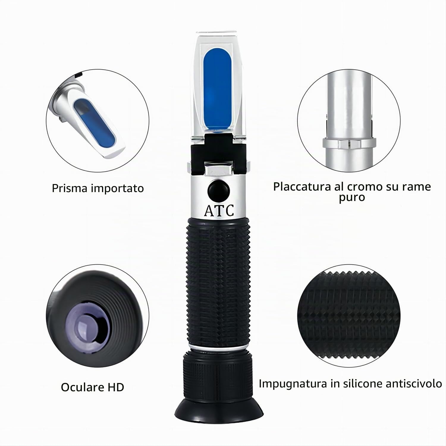 Winegrower Refractometer, 0-32 Brix, 0-140 Oechsle, 0-27 KMW, compensazione automatica della temperatura (ATC), ideale per vino, birra e vino alla frutta