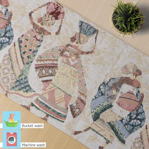 Image of HOKIPO Cotton Jacquard Dining Table 6 Seater Runner, 12x52 Inches (NEW-IN-531-D3)