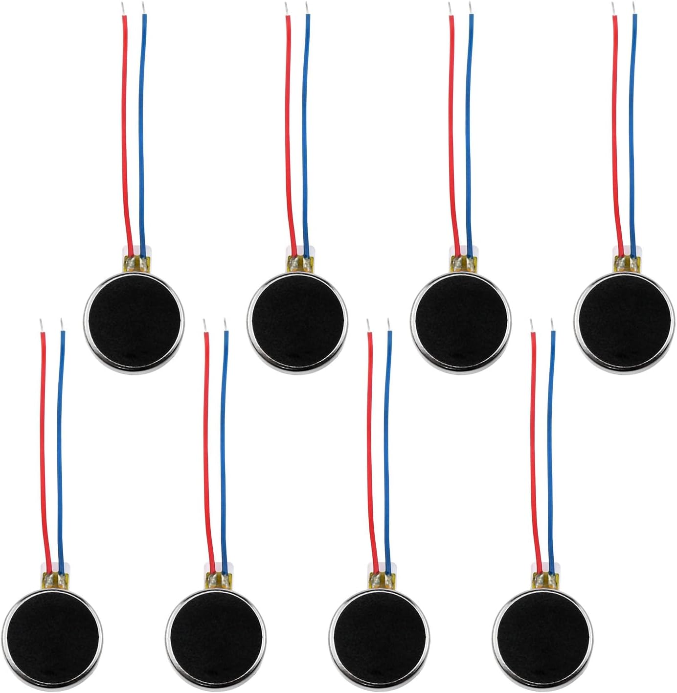 VAKTOK- 8pcs 10000RPM Mini Tiny Vibration Motor Wired mini Flat Pager Electronic Mobile Phone Coin Cell Splice Flat Coin Button-Type Vibrating Motor