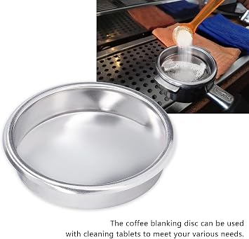 58mm Flush Blind Filter, Espresso Cleaning Disc, Backflush Filter Portafilter Basket Coffee Machine Accessories, Stainless Steel Backflush Insert Cleaning Disc for Coffee Machine(Silver)