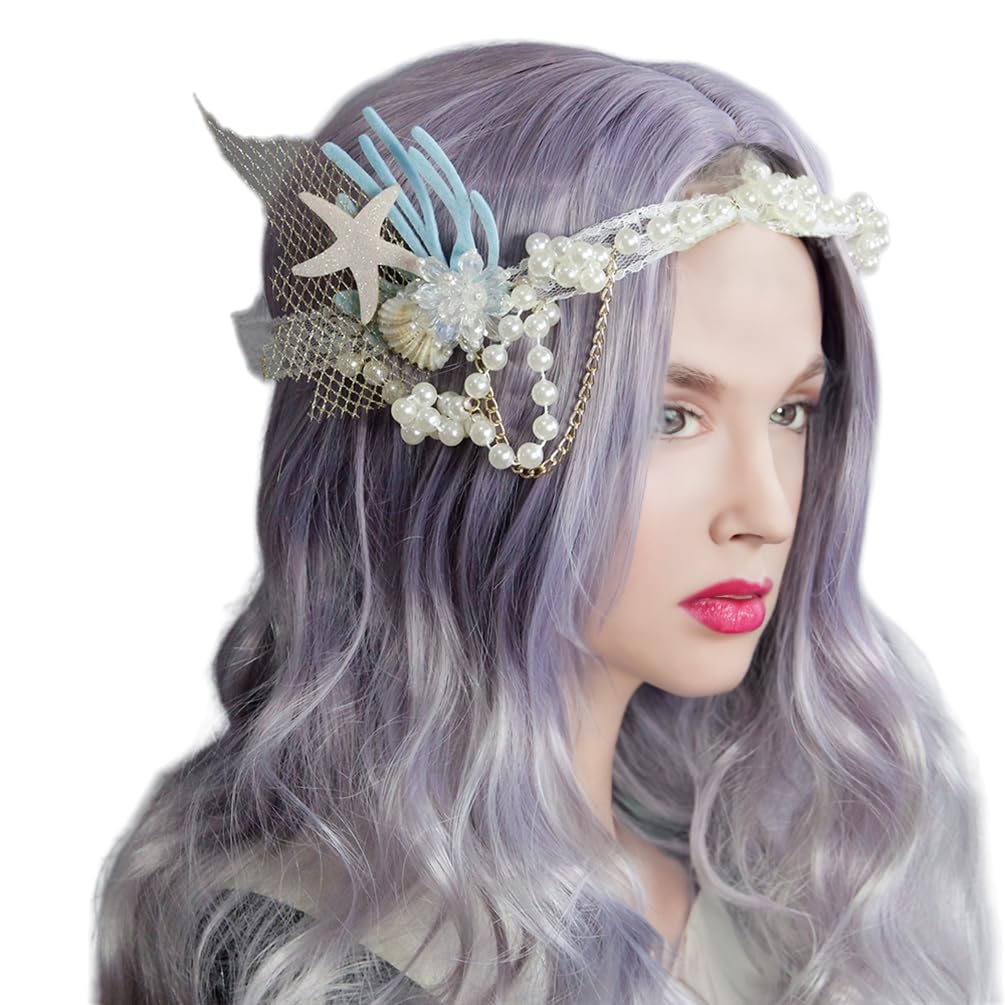 Sup-Coente Mermaid Bead Hairband Seashell Crown Starfish Headband Pearl Tiara Headdress Mermaid Halloween Costumes For Women