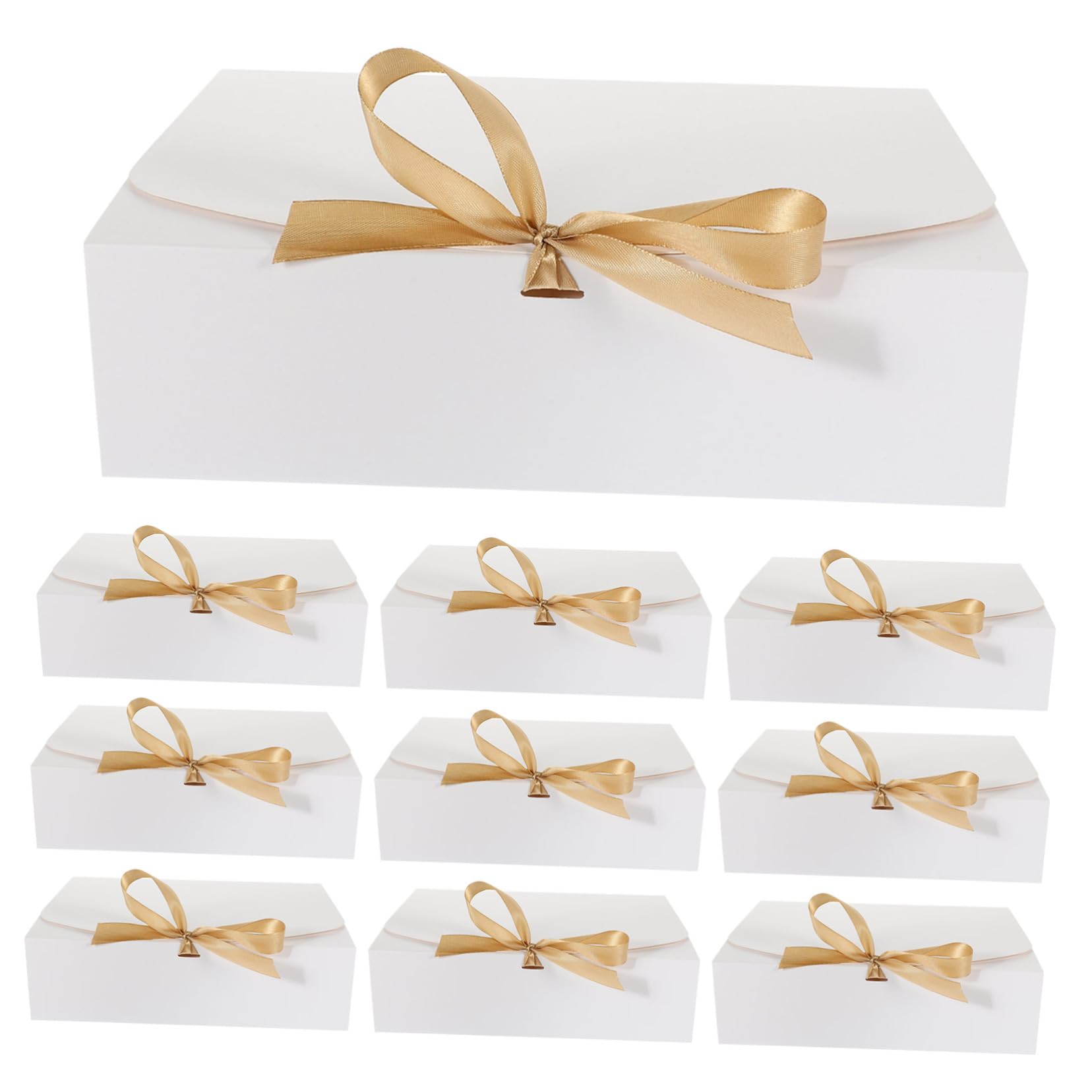 SHERCHPRY Weiß Karton Geschenkbox mit Schleife Faltbar und Vielseitig 10 Stück Schachteln für Hochzeit Geburtstag Kerzen und Parfüm Verpackung