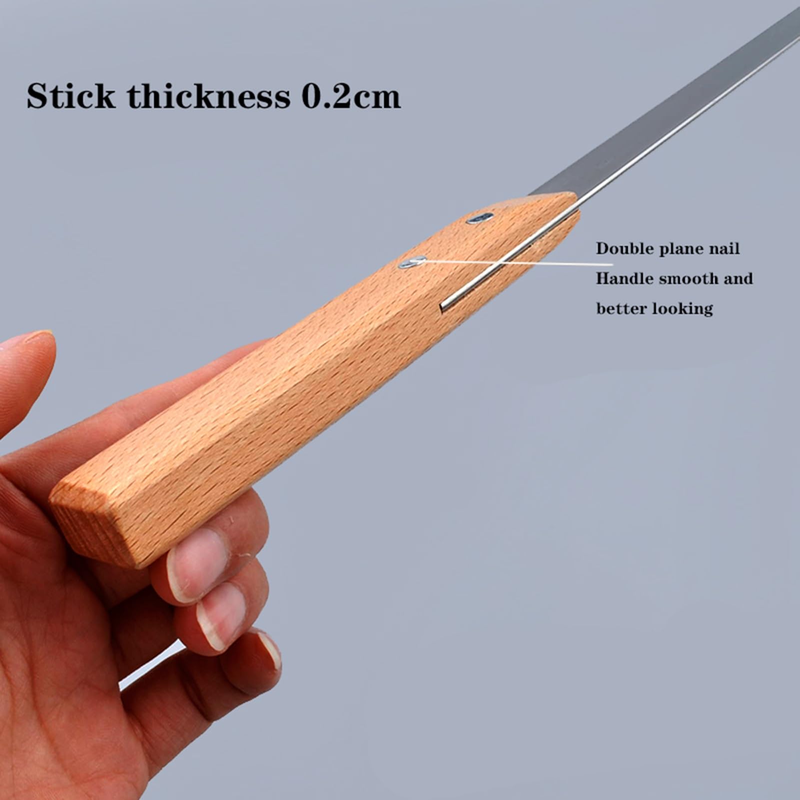 Brochetas afiladas for Asar con Mango de Madera, brochetas de Kabob, reutilización, Carne fácil de Usar, for cóctel, Barbacoa, Barbacoa, Fruta, 5 uds. (Size : 15)