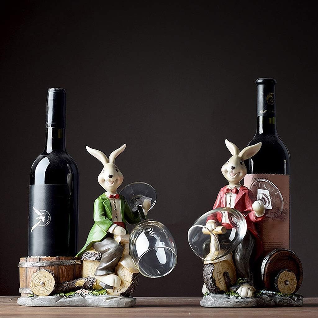 Wine Rack Rabbit Wine Bottle Sculptures and Figurines Decor Animal Wine Racks Used for Gifts for Home Decor Kitchen Decor（Two Styles） Wine Bottle Holder (Color : 1) (Brass)