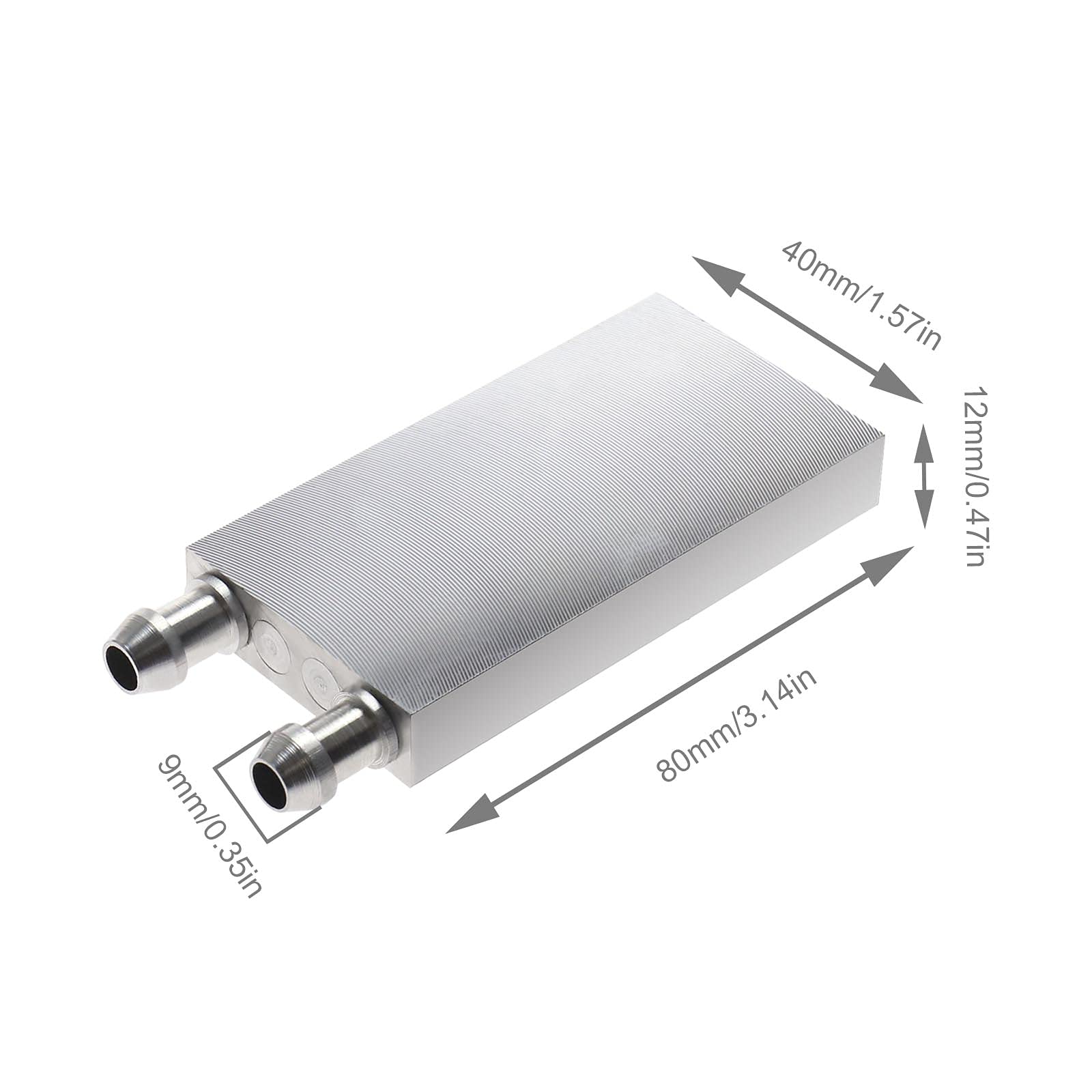 2x Bloc de Refroidissement par Eau en Aluminium 40x80x12mm pour Refroidisseur d'eau Système de Dissipateur de Chaleur CPU Graphique Radiateur avec Buse de 9mm