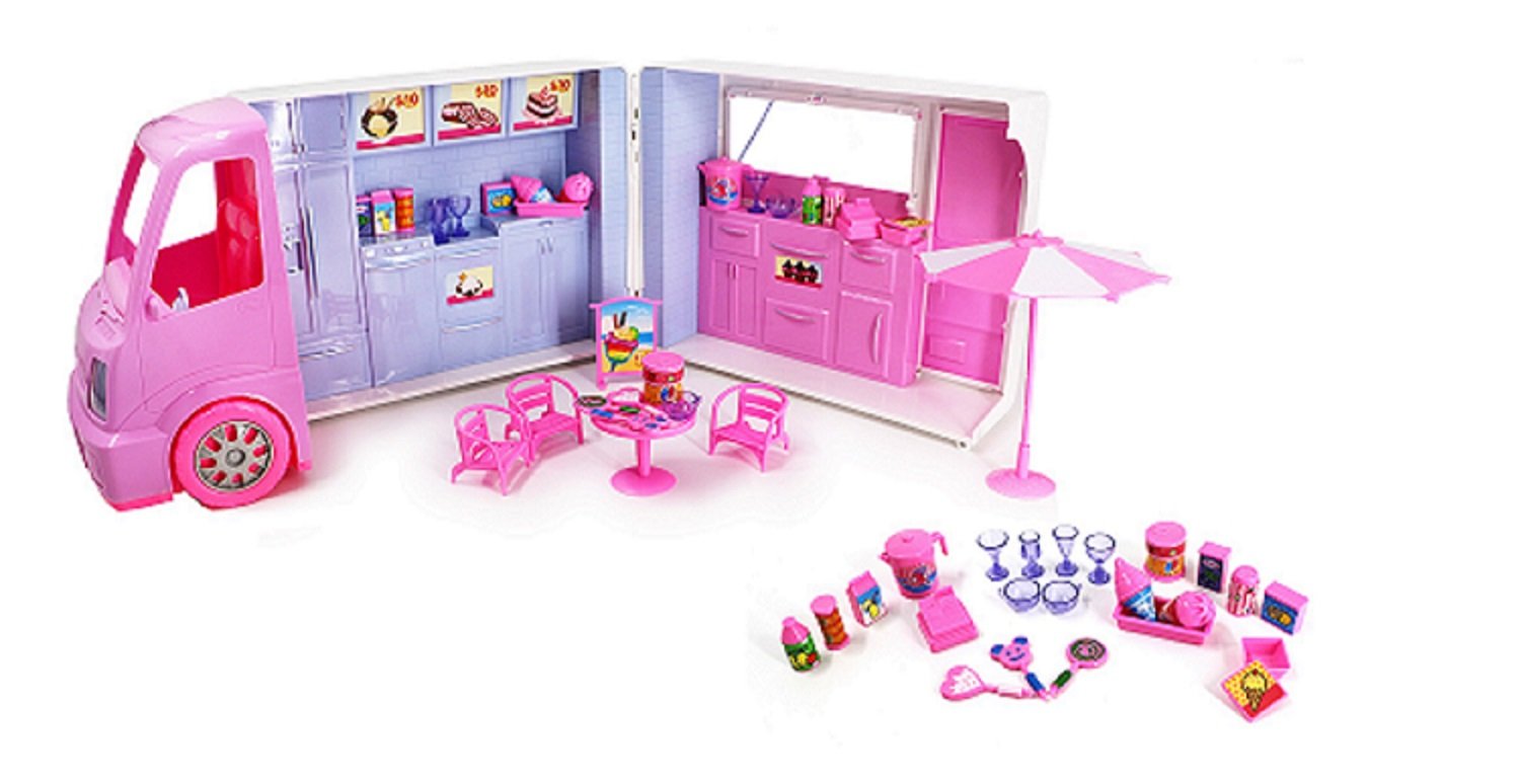 PlayMarket Toys Sweet Toy Ice Cream Truck Set, Made of Solid Plastic