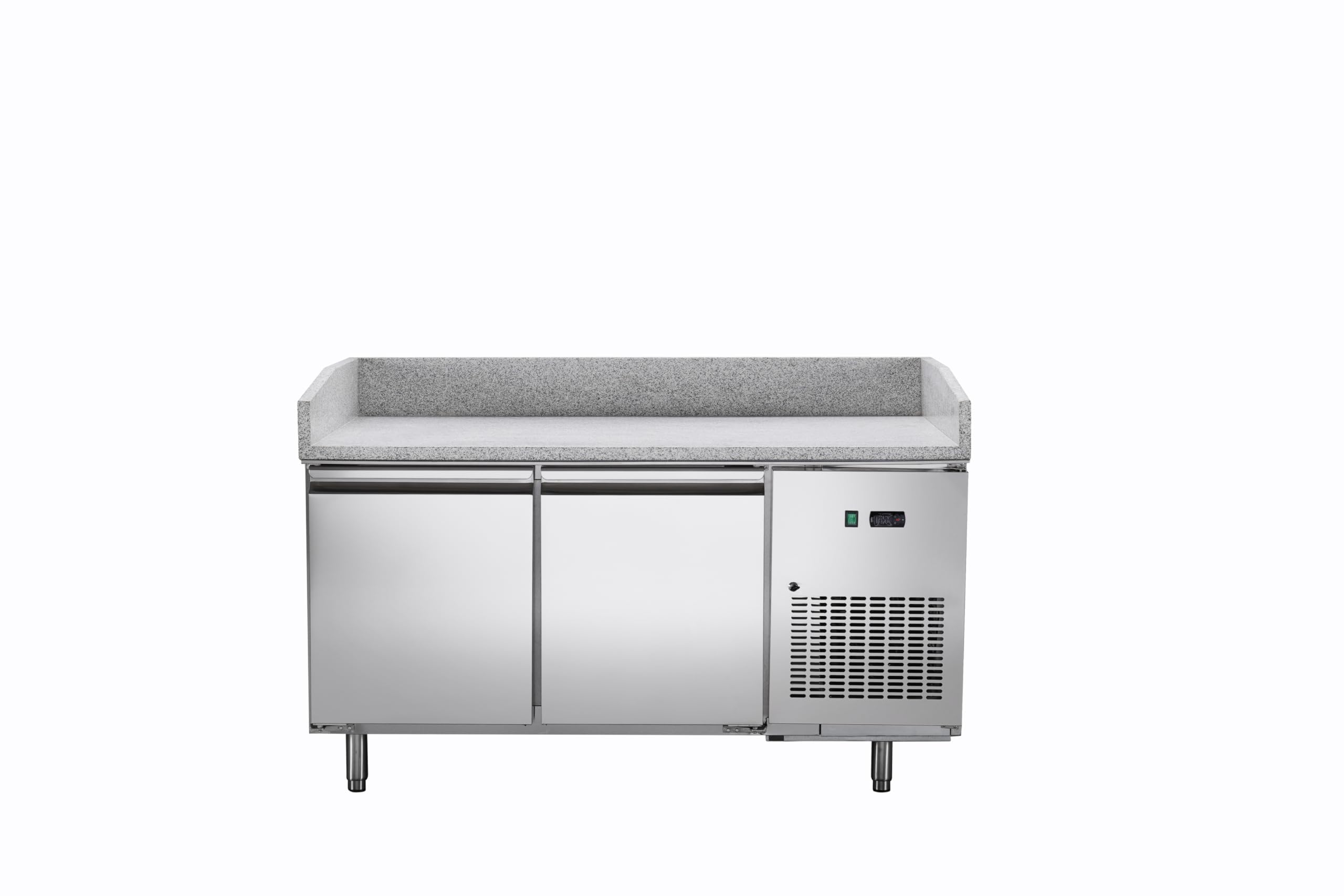 METRO Professional Mesa refrigerada para pizzas GPT2100, acero inoxidable, 200 W, 241 L, 2 puertas, compatible con GHS2150, plata