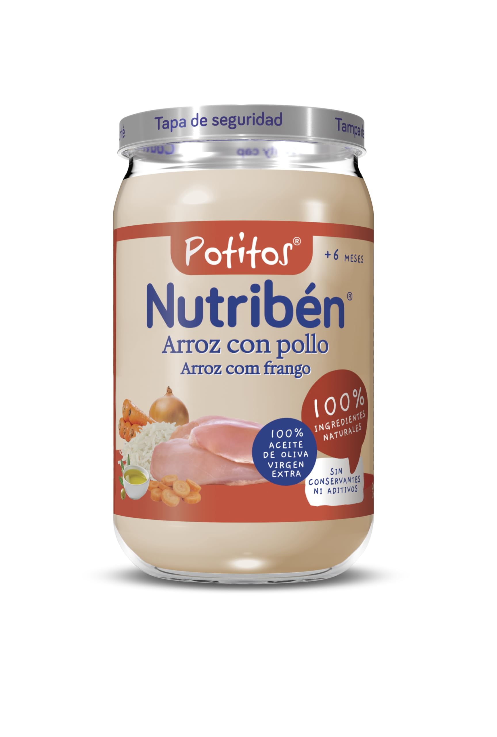 Nutribén Potito De Pollo Con Arroz Sin Gluten Desde Los 6 Meses, 235g