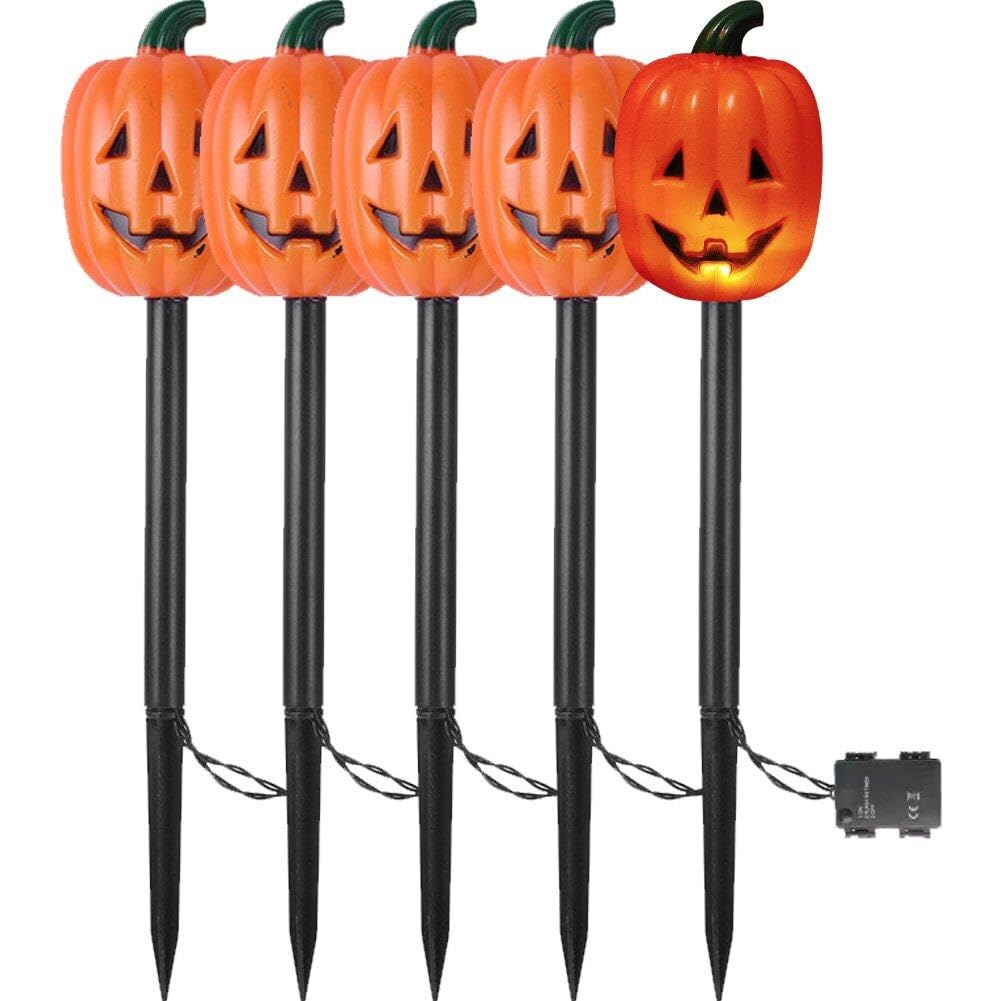 Lumières solaires Halloween 5 en 1 citrouille fantôme guirlande extérieure