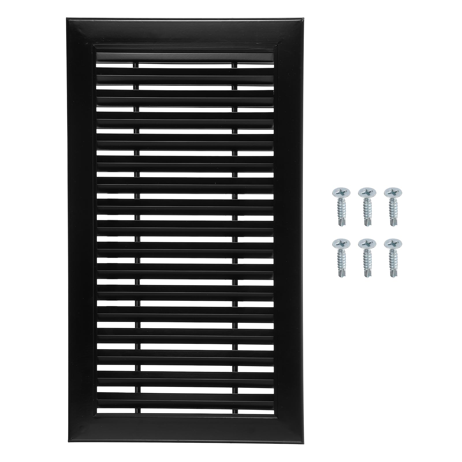sourcing map Aluminum Air Vent Cover (450x250mm) - Rectangle Ventilation Grille Louvered Ventilation Cover for Cabinet Closet Door Wardrobe HVAC Vent (Ducting Openings: 395 x 195mm), Black