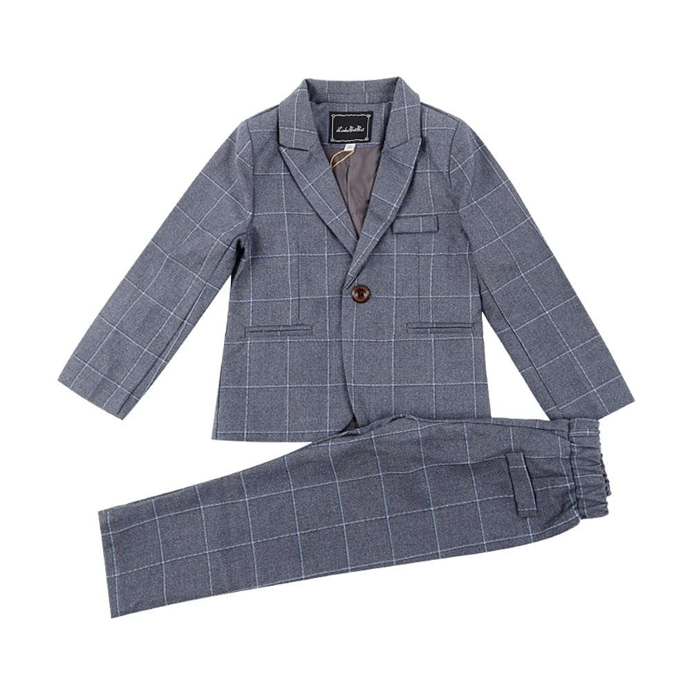 Traje de Boda para Niño,Clásico Trajes para Fiesta Ceremonia Traje de Esmoquin Traje de Graduación Elegante Conjunto de 5 Piezas de Traje Formal a Cuadros，Blazers+Chaleco+Camisas+Pantalones+Corbata