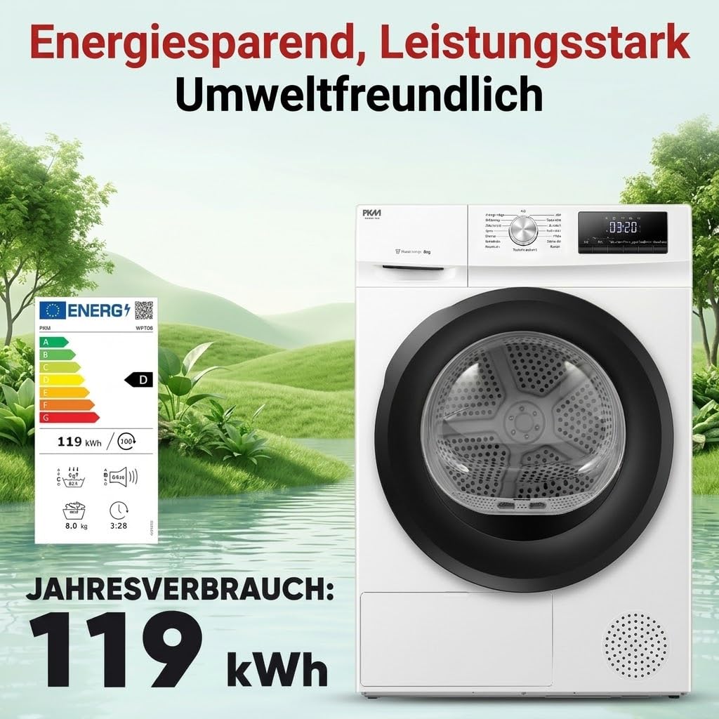 PKM Wärmepumpentrockner WPTO8-13DE - 8 KG - 13 Programme