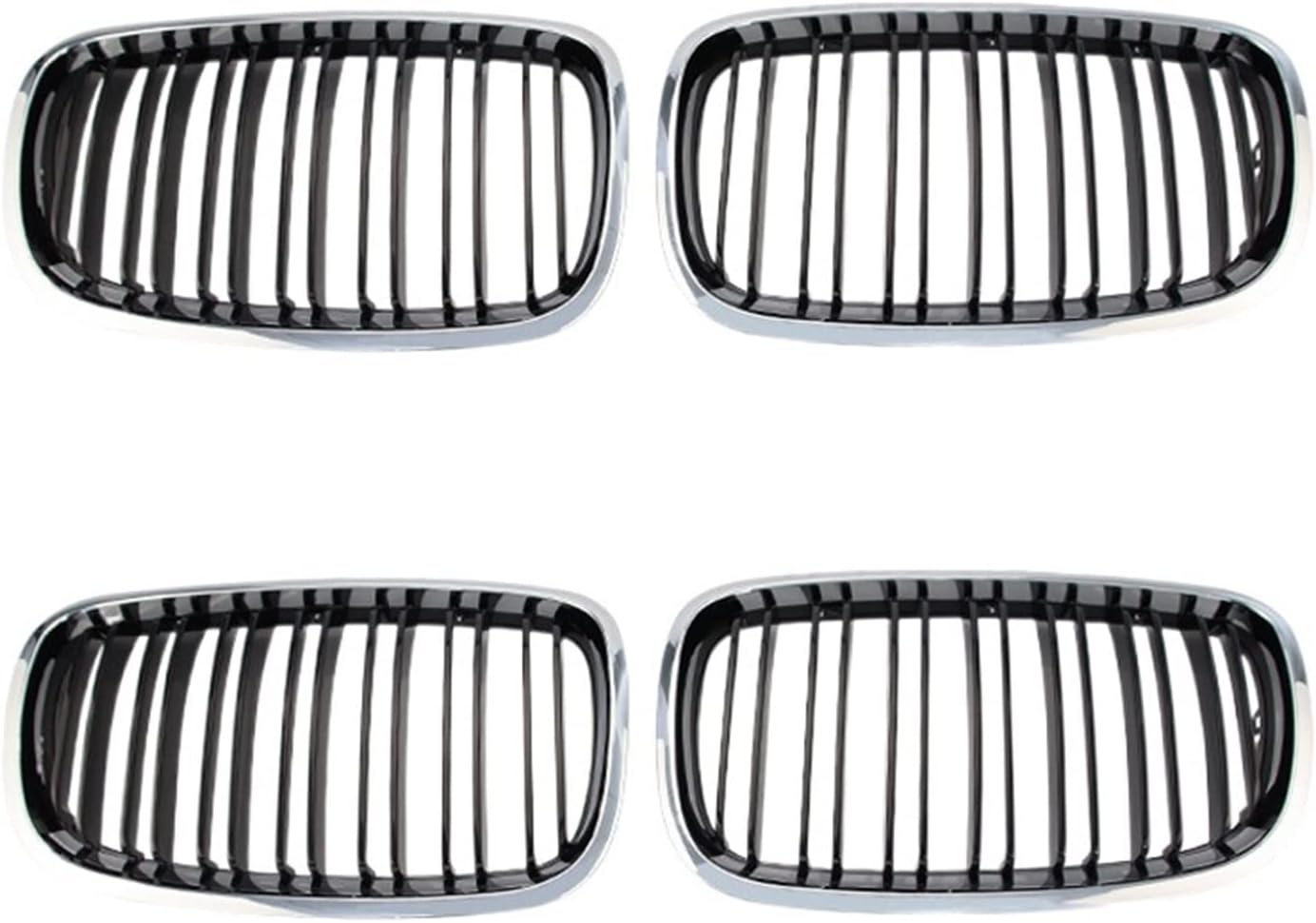 レーシンググリル交換 1 ペアフロント腎臓グリルシルバーフレーム二重ライン 互換性の BMW X5 X6 E70 E71 08-13