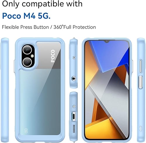 Miniatura 4 de GTBDEKI Funda transparente para Poco M5 4G, Poco M4 5G 22071219CG con protector de pantalla HD, antiarañazos, a prueba de golpes, de policarbonato