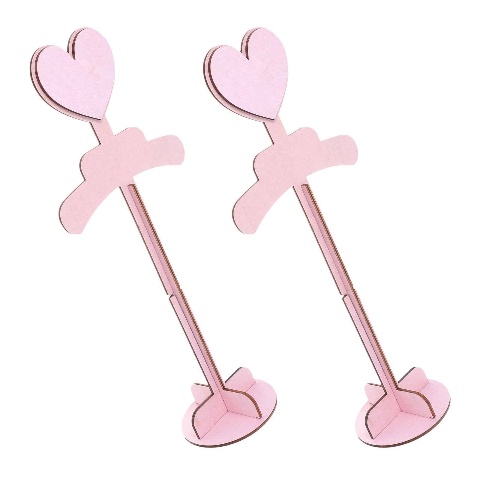 BESTYASH Juego de 2 Perchas Infantiles de Madera Rosa Forma de Corazón, Portátiles y Resistentes, Ideales para Exhibir Camisetas de Ñiño en Nursery o Tiendas