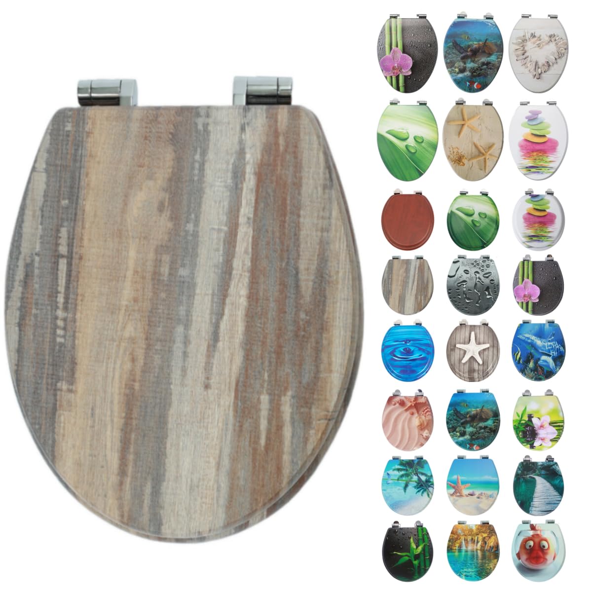 SAINOS Elongated MDF Toilet Seat with Quietly Close and Quick Release