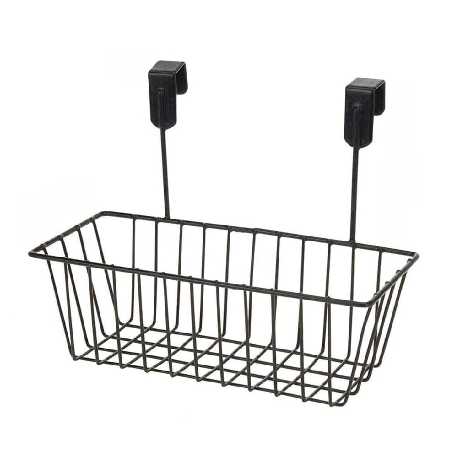 NH10 DESIGNS Over Door Kitchen Cabinet Storage Basket Rack Holder Hanging Organizer, Under Shelf, MultiPurpose Cabinet Metal Hanging Door Basket Organizer Kitchen Storage(Pack Of 1) (Metal Iron)(NHSP)