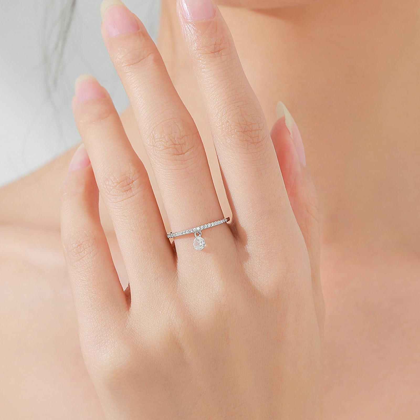 Okrągła zawieszka żółte złoto pierścionek obrączka ślubna dla kobiet z moissanitu 0,25 ct, obrączki ślubne z prawdziwego złota, rozmiar 47 (15,0)-65 (20,7)
