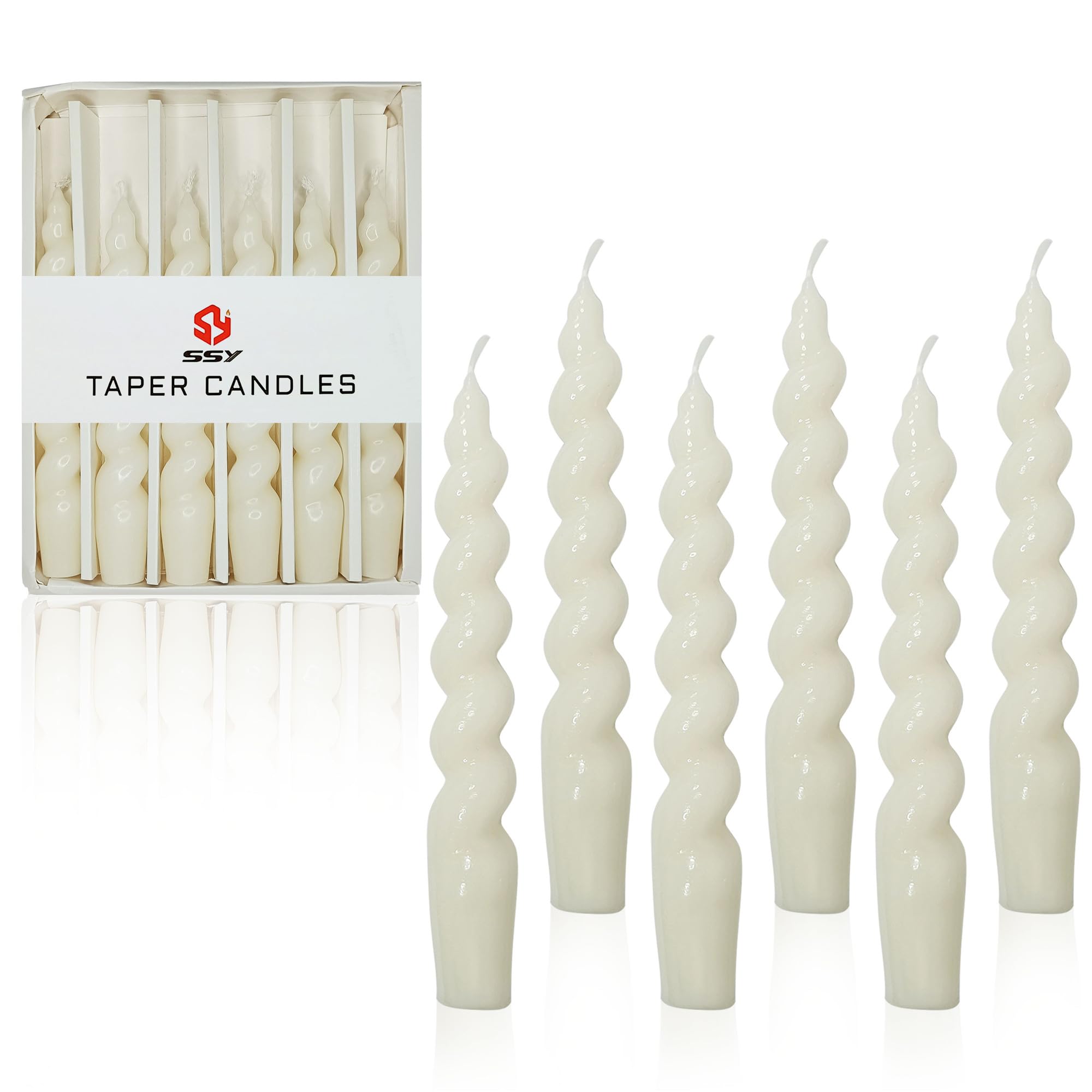 Short Taper Candle Twist Candlesticks-Gedengni 7.5inches Spiral Tapered Candle White Candle Sticks Dinner Twisted Candles for Wedding Home Dinner Party Women Gift,Pack of 6 (2D6P-WHITE)