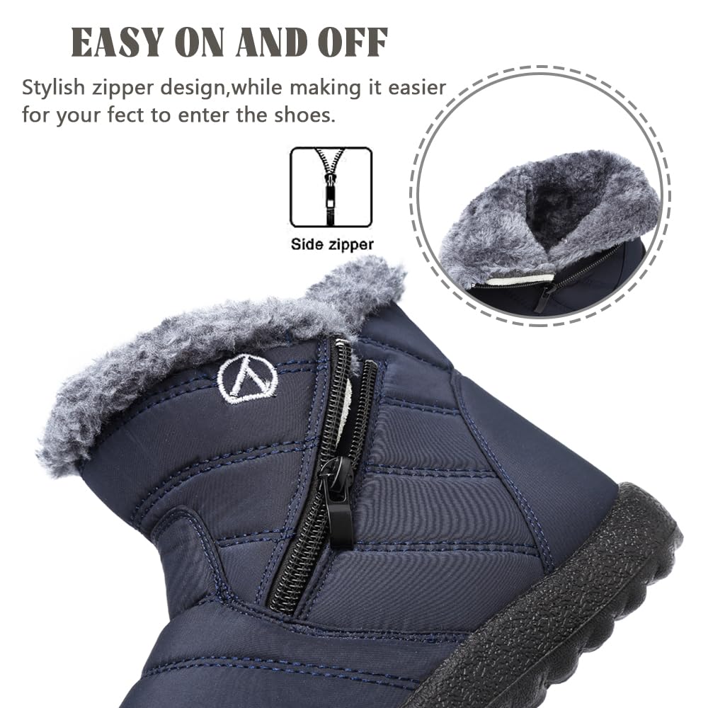 Botas de Nieve Botas para Niñas Invierno Calentar Forrada Botas para Niños Impermeables Exterior Antideslizante Planas Casual Caminar Botas