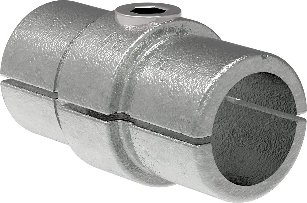 Fenau | element przedłużający/element łączący, wewnętrzny łącznik rurowy, Ø 33,7 mm, żeliwo ciągliwe galwanizowane, ocynkowane ogniowo, w zestawie śruby